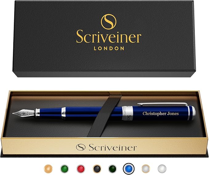 Scriveiner Personalized Midnight Blue Fountain Pen by Scriveiner