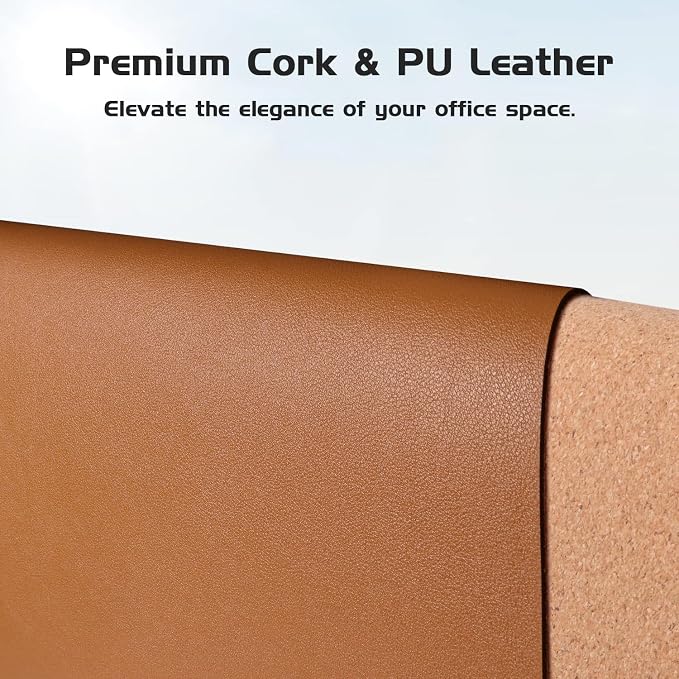 Aothia Double-Sided Desk Pad, Leather Desk Mat, Eco Cork Desk Pad Protector - Image 2
