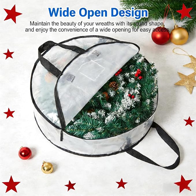 PWRSC 4 Pack Wreath Storage Bag, Christmas Decoration Garland Container - Image 3