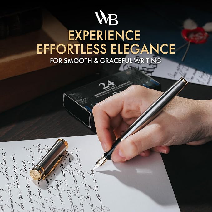 Wordsworth & Black Fountain Pen Set, Medium Nib, Includes 24 Ink Cartridges and - Image 2