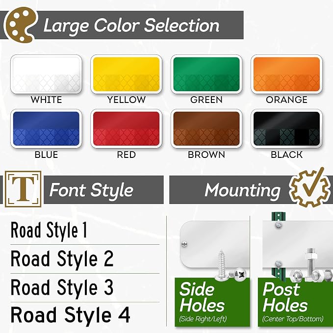 Custom Street Sign, Address Sign, 8 Colors, Reflective Option, Mounting Options - Image 3