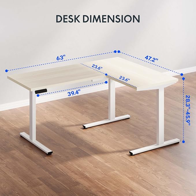 FLEXISPOT L Shaped Standing Desk, 63 x 47 Inch Electric Height Adjustable - Image 3
