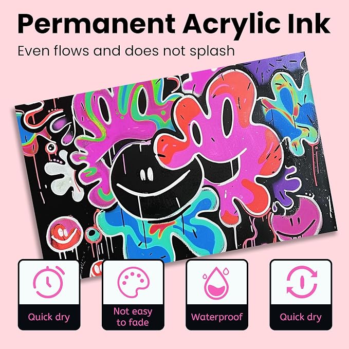 BIGTHUMB 3 Pcs Pink Jumbo Permanent Markers: 15mm Wide Tip Thick Acrylic Paint - Image 3