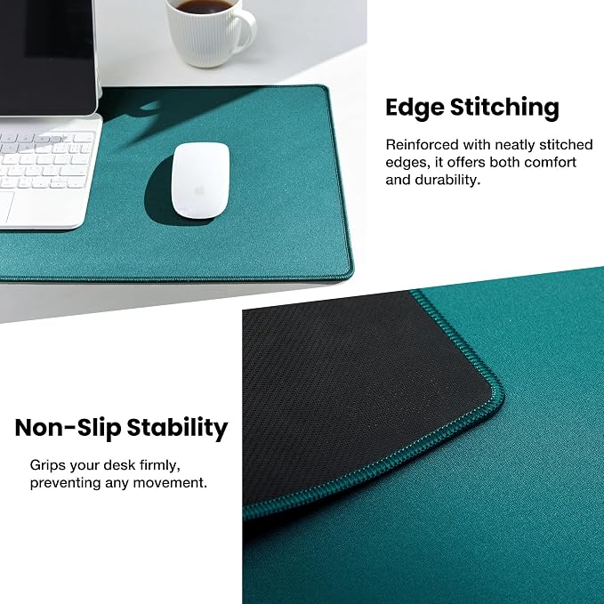 ALOANES Dark Green Waterproof Desk Mat, Large Extended Mouse Mat, Office Desk - Image 5