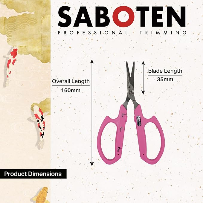 Saboten Stainless Steel Straight Blade Trimming Scissors Pink PT-12 160mm - Image 2