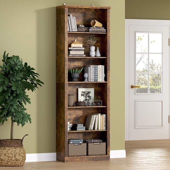 BORNOON 75" Tall Bookshelf, 6-Tier Floor Standing Bookcase by BORNOON