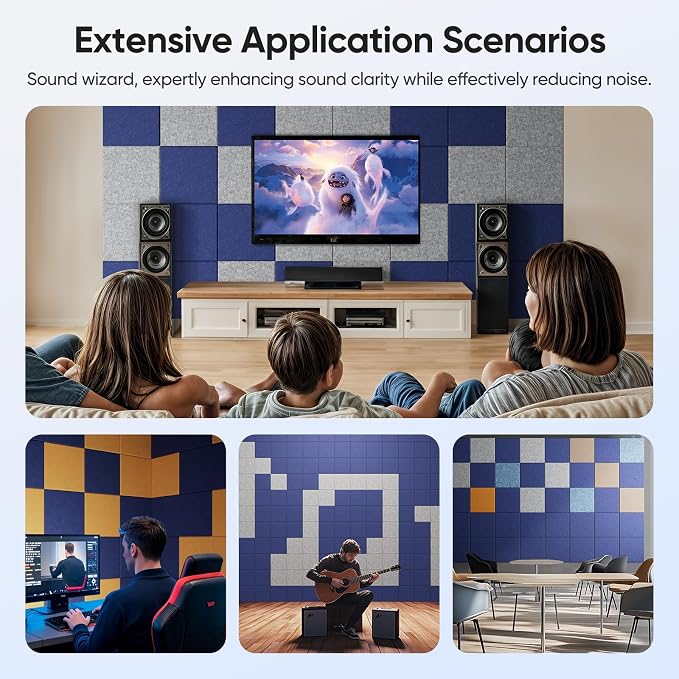 UNECHO 12 Pack 12" X 12" X 0.4" Acoustic Panels - Image 6