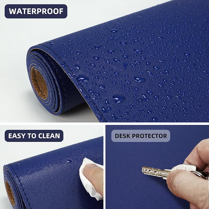 Desk Mat, 35.4" x 17" Leather Desk mat, Double-Sided Desk Pad, Desk matt - Image 4