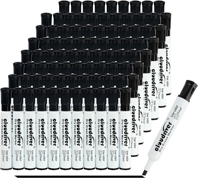cloudriver Low Odor Dry Erase Markers Tank Style, Chisel Tip, Bulk Dry Erase by cloudriver