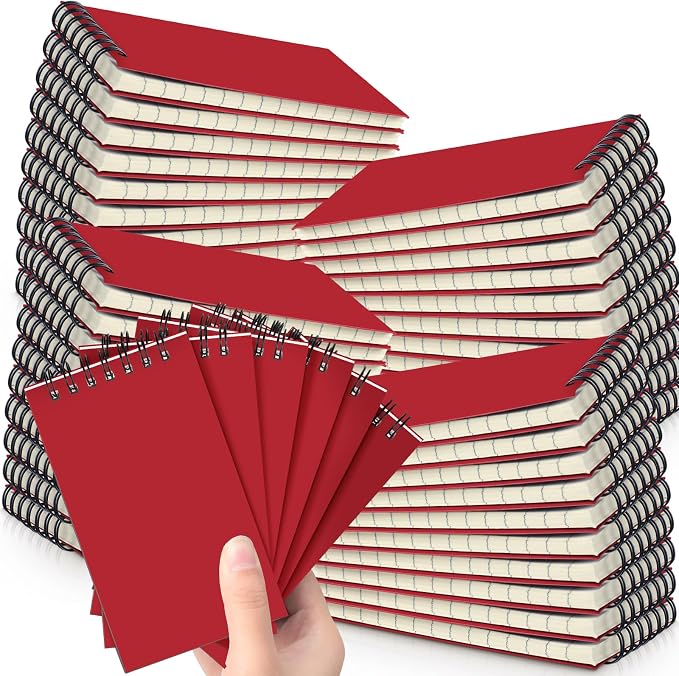 Tenceur 54 Pcs Pocket Notebook Small 3 x 5 Inch Red Spiral Notepads Mini Top by Tenceur