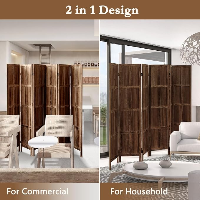 ALeesing 6 Panel Room Divider, 5.6Ft Wood Room Dividers and Folding Privacy - Image 7