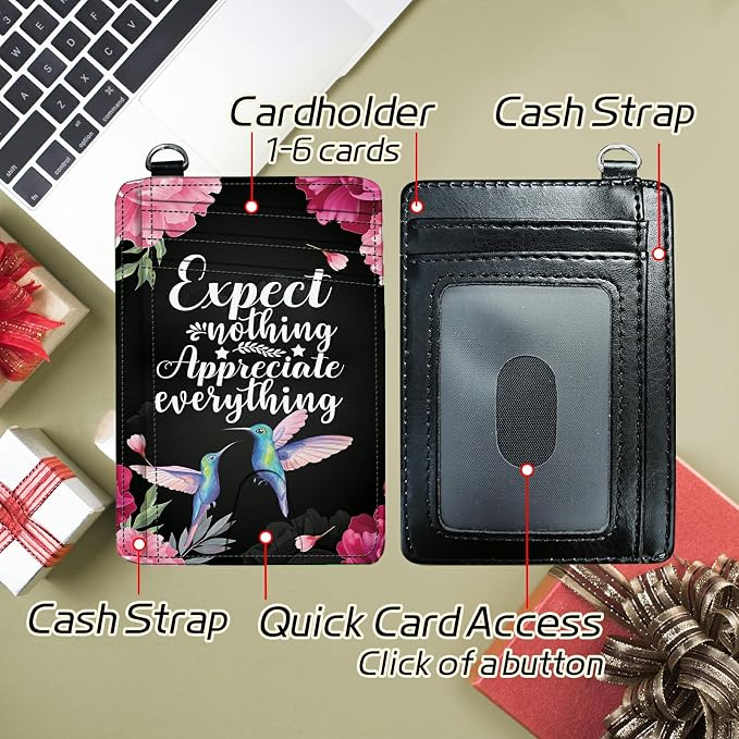 BWEGRHE Small Travel Wallets, Humingbird Flower Slim Minimalist Front Pocket - Image 5