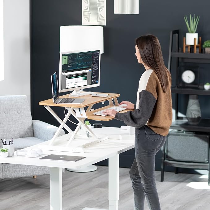 VIVO 32 inch Desk Converter, K Series, Height Adjustable Sit to Stand Riser - Image 9