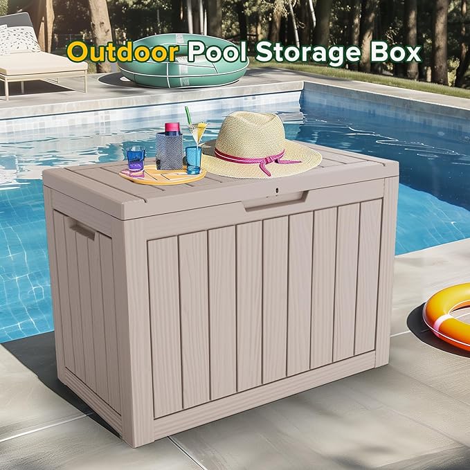 Decksplore 45 Gallon Outdoor Storage Box Waterproof Lockable Resin Deck Box - Image 3