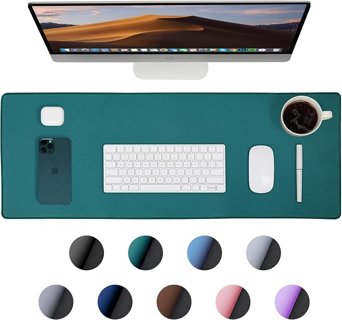ALOANES Dark Green Waterproof Desk Mat, Large Extended Mouse Mat, Office Desk - Image 7