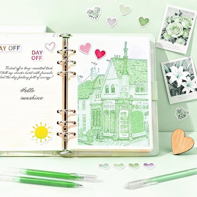 CAISEXILE 12 Green Glitter Gel Pens Set, 1.0 mm Fine Point - Image 5