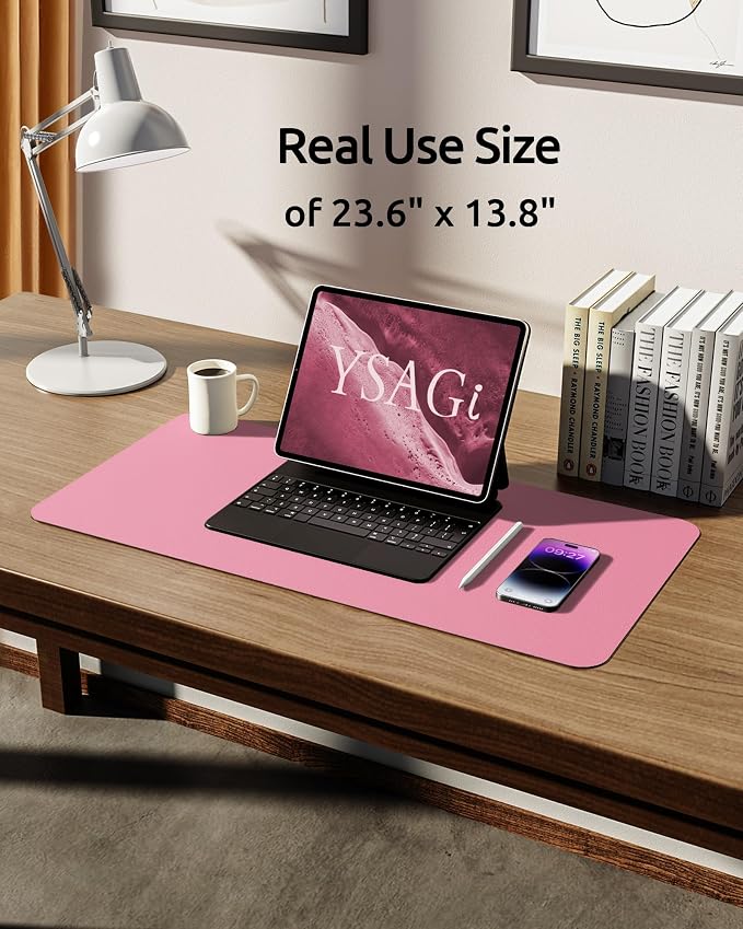 YSAGi Leather Desk Pad Protector, Large Mouse Pad, Non-Slip PU Leather Desk - Image 5