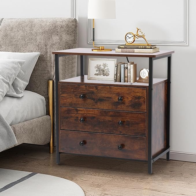 Edbuosy 3 Wooden Drawers Night Stand, 27 Inch Wide Nightstand - Image 6
