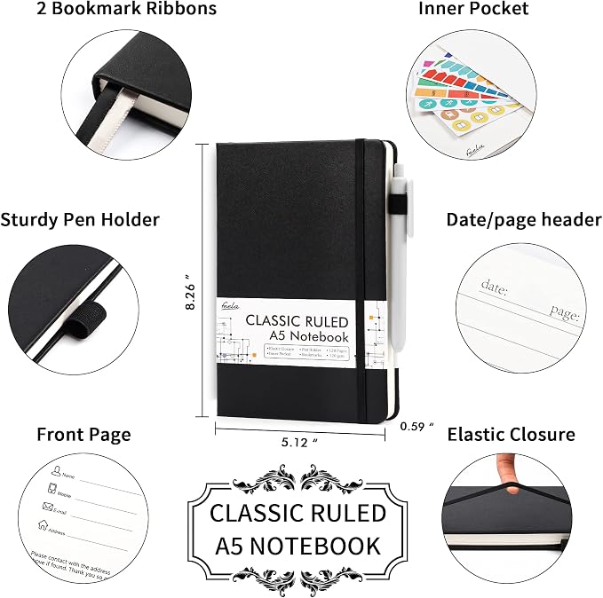 feela 18 Pack Journal Notebook for Work, Business Notebook Bulk Hardcover Lined - Image 2