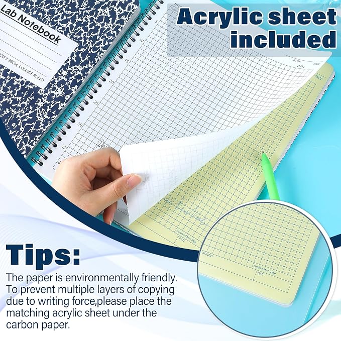 Affrolling 2 Pack Carbonless Lab Notebook Carbon Copy 8.5'' x 11'' 50 Set of - Image 5