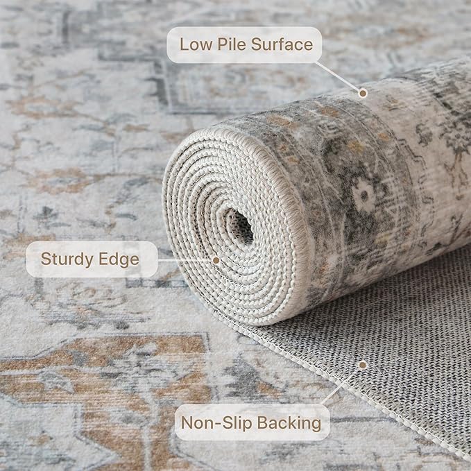 GENIMO 8x10 Area Rugs for Living Room, Machine Washable Non Slip Vintage Rugs - Image 5