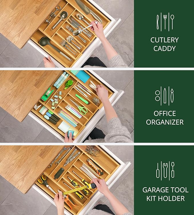 ROYAL CRAFT WOOD Luxury Bamboo Kitchen Drawer Organizer - Image 6