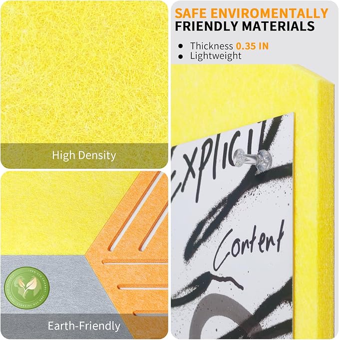 12'' Medium Hexagon Cork-Bulletin Board Tiles Frameless 10 Pack Adhesive - Image 12