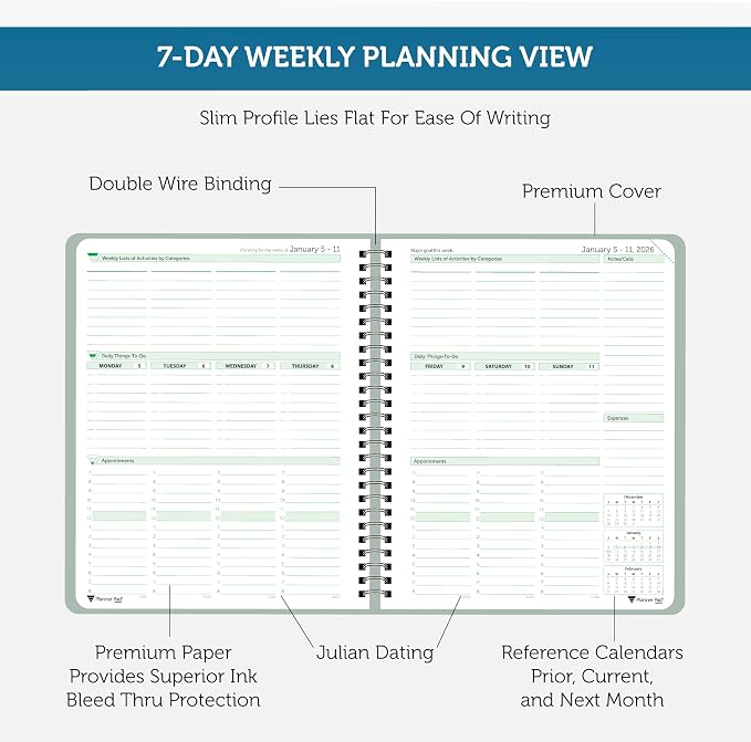Planner Pad Spiral Bound January-December 2026/ Calendar Year 6 3/4" x 8 1/2" - Image 3