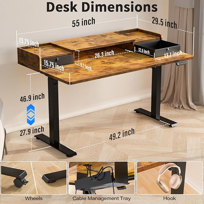 Kingant 55 x 30 Inch Electric Standing Desk - Image 2