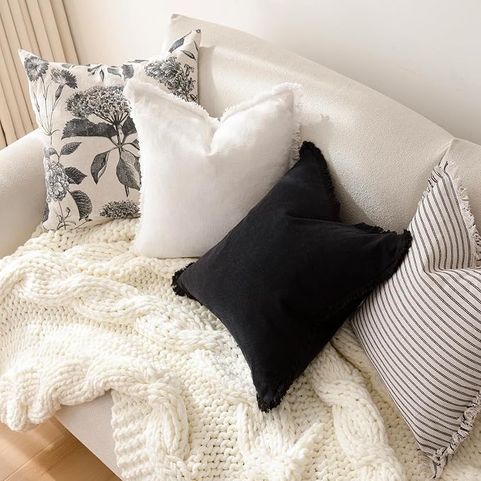 Foindtower Set of 2 Decorative Linen Fringe Throw Pillow Covers Cozy Boho - Image 7