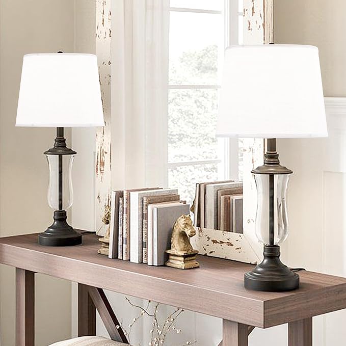 White Texture Lamp Shades Set of 2 Drum Lampshades Replacemnt - Image 6
