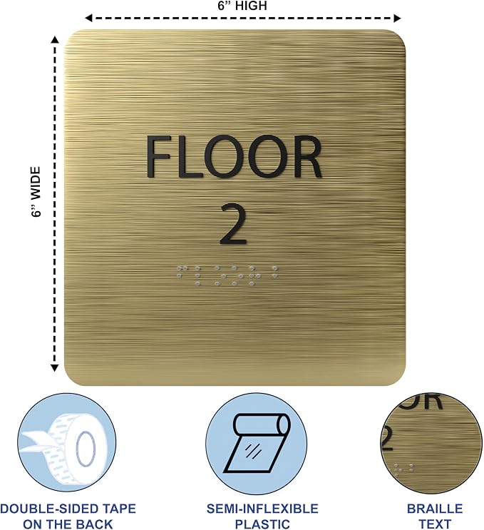 Navy ADA Floor 2 Sign with Braille – Made from Durable Acrylic and Ready to - Image 3