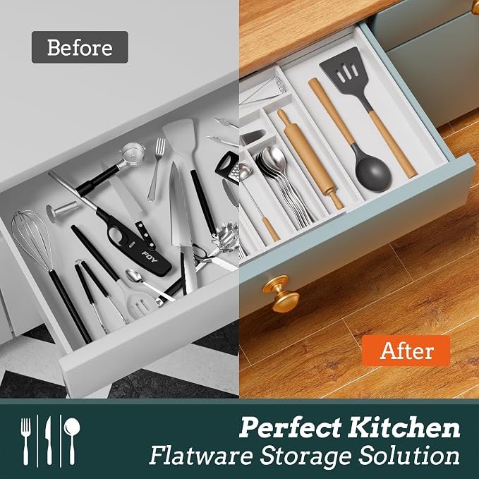 Silverware Organizer Large, Magnetic Connected Expandable 13 Slots Silverware - Image 7