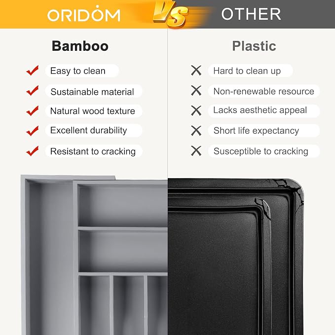 oridom Large Premium Bamboo Silverware Organizer - Image 6