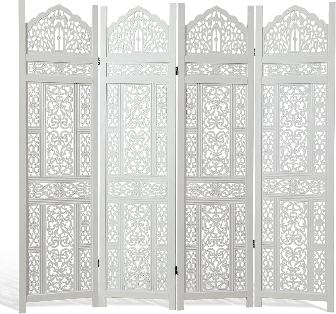 5.75Ft Room Divider Wood Screen, 33Lbs Durable Antiqued Style MDF Carved by Svimi