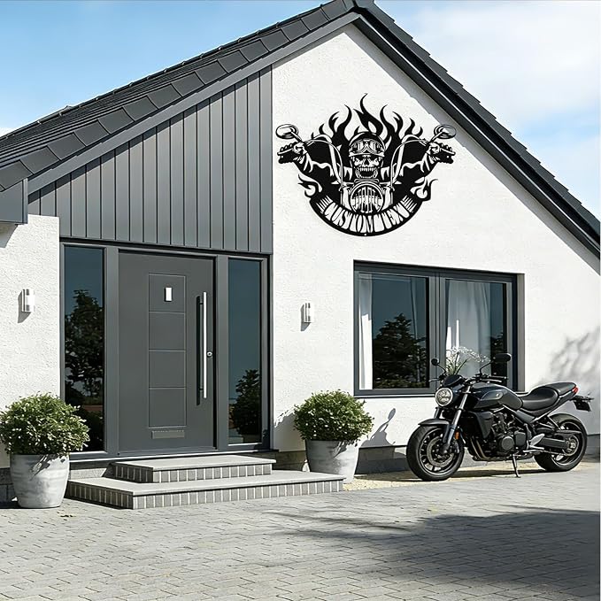 Custom Motorcycle Skull Metal Sign Personalized Biker Name Sign Custom Garage - Image 6