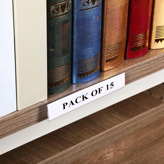 Containlol 15 Pieces Moveable Shelf Label Holders Clear Shelves Tags Moveable - Image 5