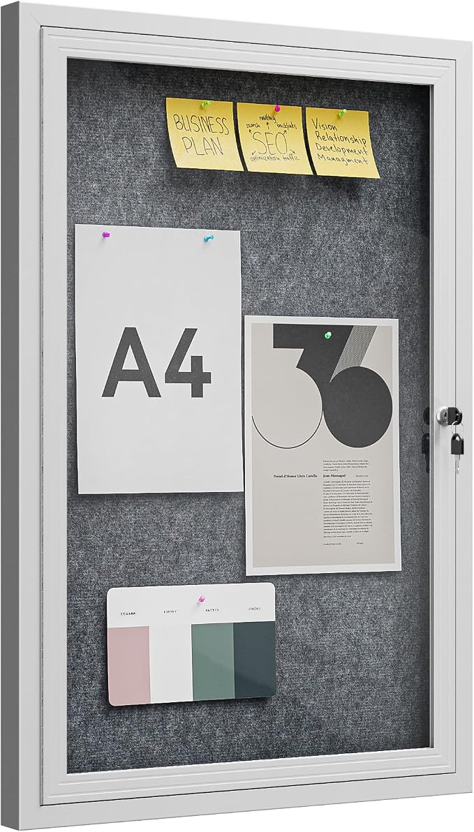 36"x24" Lockable Enclosed Bulletin Board, Outdoor Flet Weather-Resistant by Unknown