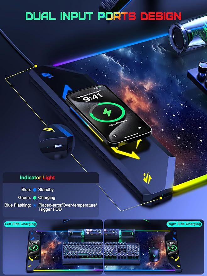 TopMade Wireless Charging Mouse Pad, RGB Gaming Mousepad, 35.4" x 15.8" Extra - Image 3