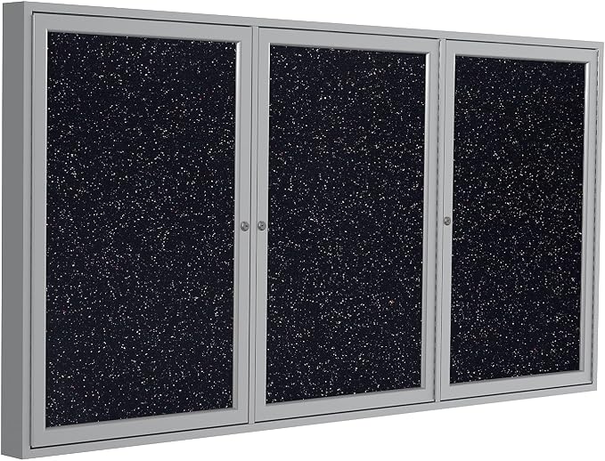Ghent 36"x72" 3-Door indoor Enclosed Recycled Rubber Bulletin Board, Shatter - Image 4