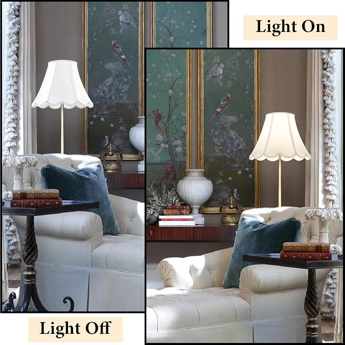 GO&SO Off White Bell Lamp Shade Medium, Scalloped Lampshade Braids - Image 7