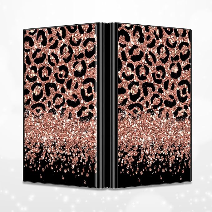 BWEGRHE Slim Credit Card Holder, Leopard Glitter RFID Blocking Metal Wallet - Image 4