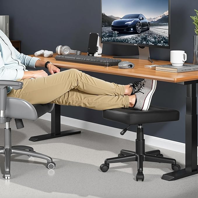 VECELO Under Desk Footrest, PU Ergonomic Foot Rest - Image 3