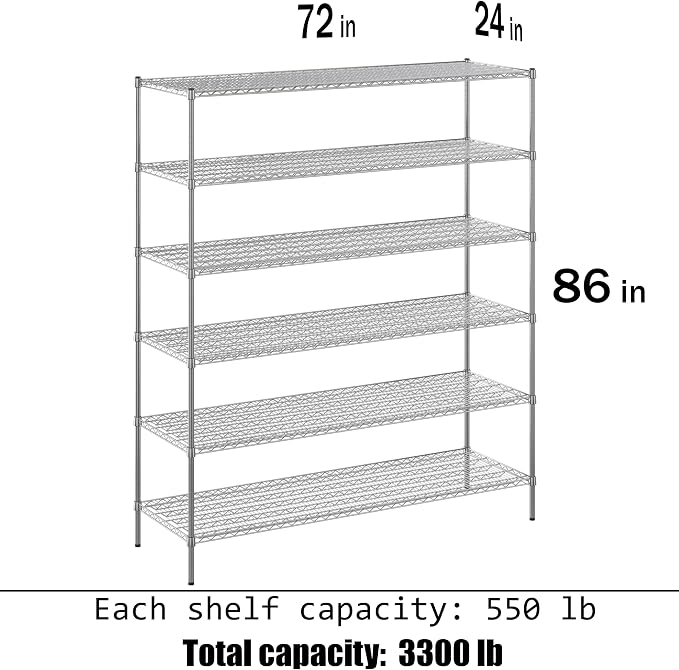 Regal Altair 24" Deep x 72" Wide x 86" Height Wire Shelving Kit | 6-Tier | NSF - Image 3