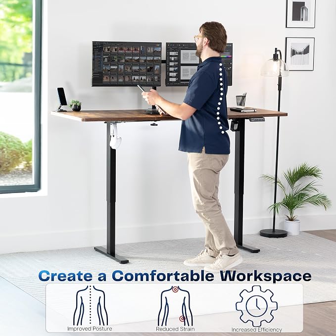 VIVO Electric 71 x 30 in Rustic Standing Desk, Memory Height Adjustment - Image 4