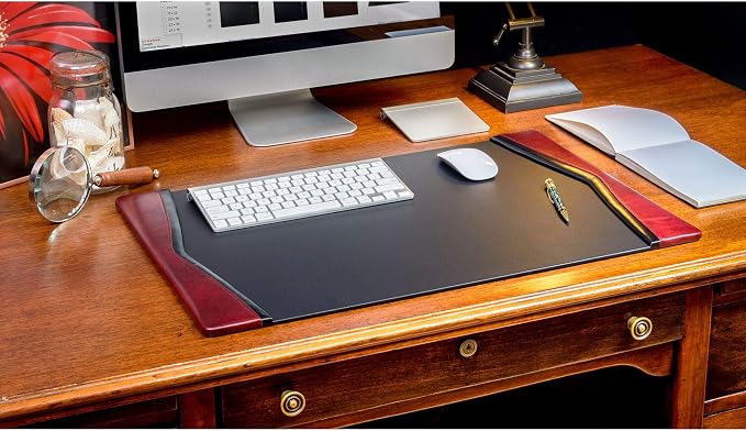 Dacasso Burgundy Leather 25.5" x 17.25" Side Rails Desk Pad - Image 2