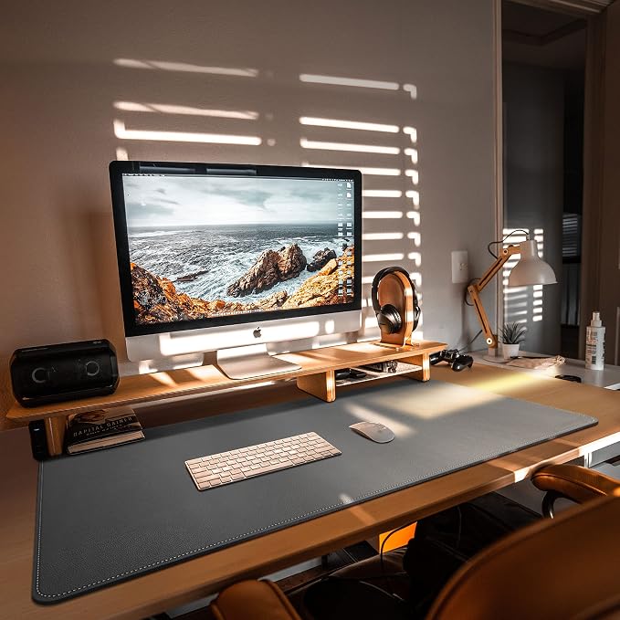 CENNBIE Leather Desk Mat, 39.3x19.6 Extra Large Desk Pad Blotter Protector - Image 6