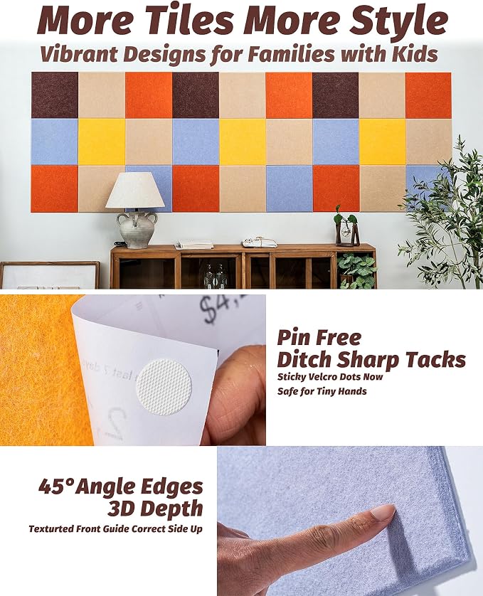Felt Bulletin Board Wall Tiles, Cork Board Alternative - Image 3