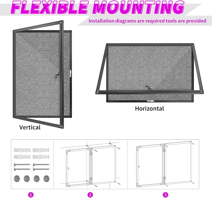 Outdoor Enclosed Bulletin Board, Wall-Mounted Black Aluminum Framed Display Case - Image 4