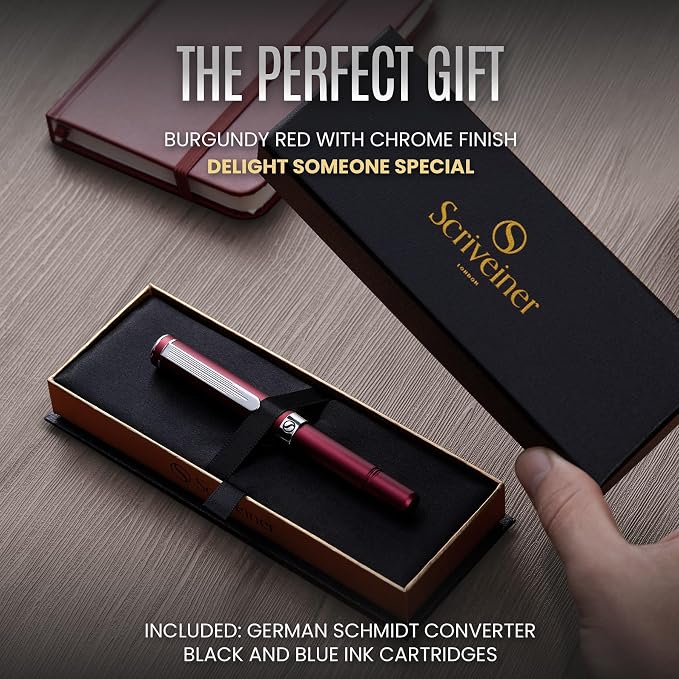 Scriveiner Personalized Luxury EDC Fountain Pen, Stunning Matt Red Pocket Pen - Image 3